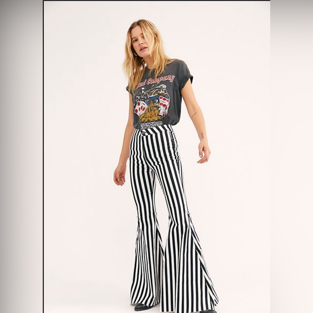 Free People Float on Printed Flare Jeans